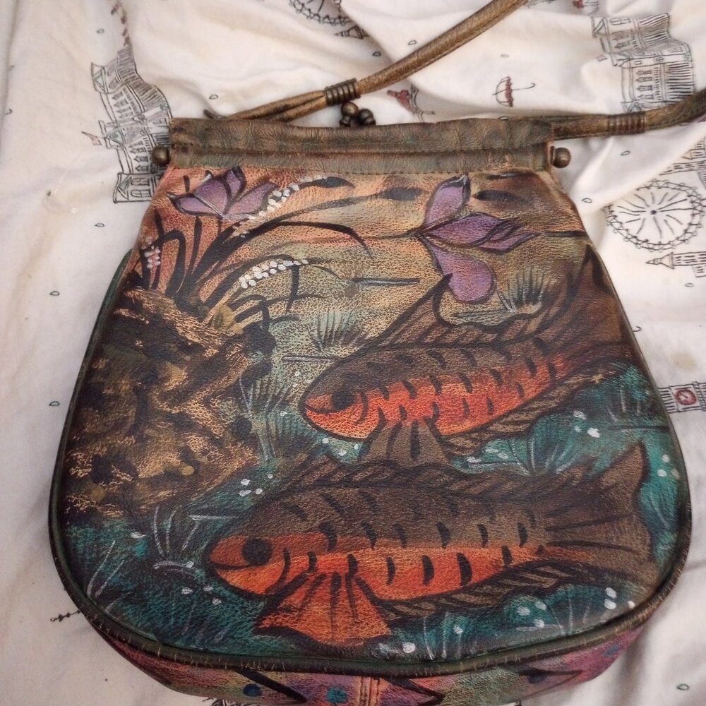 Jane Yoo Wearable Art Hand-Painted cross body bag signed